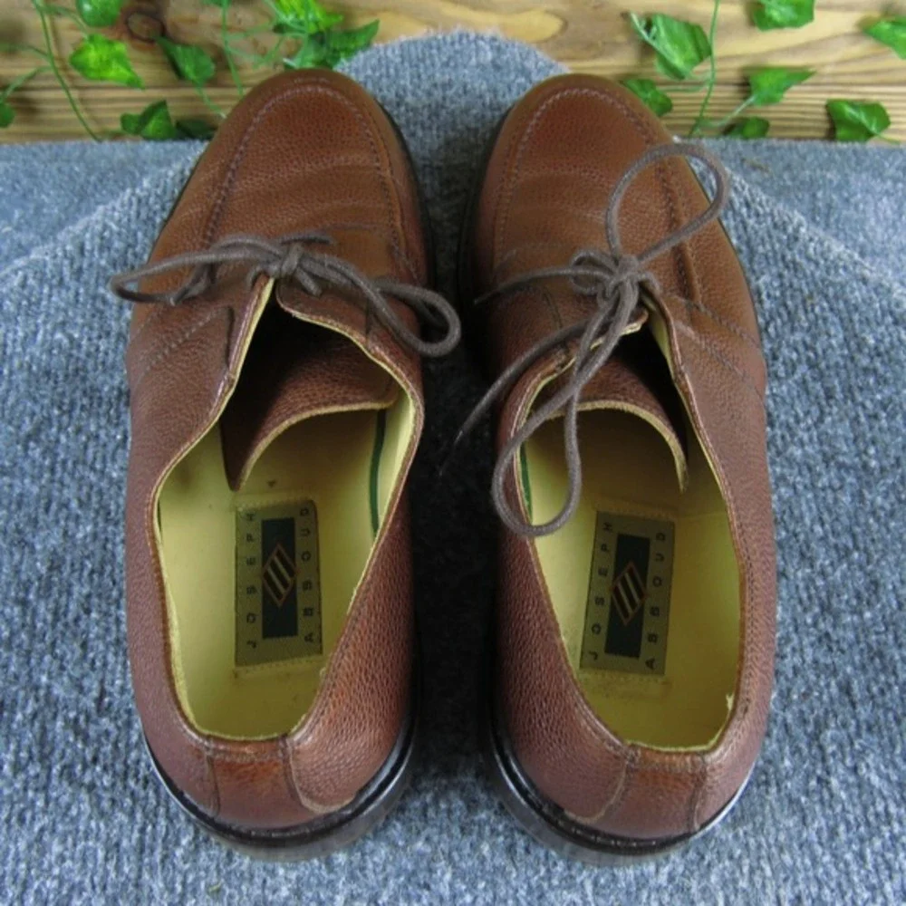 Joseph Abboud Moc Toe Men's‎ 8.5 Brown Leather Lace-Up Dress Shoe Classic Style
